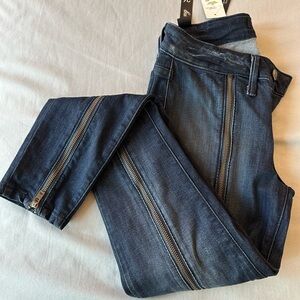 Dark Blue Women's Jeans with Zipper Detail